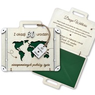 Kartka walizka PREZENT na 18 20 30 40 50 60 URODZINY koperta na pieniądze