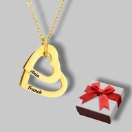 Naszyjnik dwa serca - grawer gratis - napis - prezent