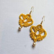 Kolczyki rękodzieło na szydełku z perełką