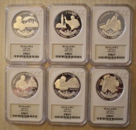 PAPIEŻ - JAN PAWEŁ II - PIELGRZYMKI PAPIESKIE 6 MONET - GCN PR69, SREBRZONE