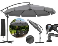 PARASOL OGRODOWY SKŁADANY DUŻY Z WYSIĘGNIKIEM FALBANĄ 350 CM POKROWIEC