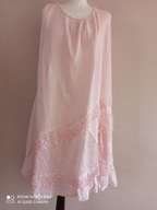 WŁOSKA SUKIENKA lekka swobodna koronki falbana 40