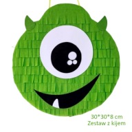 Piniata Baby Monster / Mike Wazowski / Potwory i spółka. Zestaw z kijem.