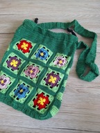 torebka na szydełku duża w kwiaty bratki prezent Dzień Babci