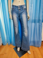 Spodnie dżinsowe a'la dzwony z przetarciami 38 bawełna (12)