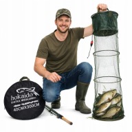 GUMOWA SIATKA WĘDKARSKA 3M 40CM SKŁADANA 7 OBRĘCZY + SZTYCA + POKROWIEC