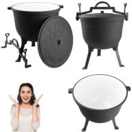 KOCIOŁEK ŻELIWNY EMALIOWANY DUŻY 15L WĘGIERSKI MYŚLIWSKI NA OGNISKO GRILL