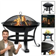 PALENISKO OGRODOWE NOWE Z POKRYWĄ DUŻE GRILL STAL DO OGNISKA 60CM