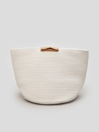 PIĘKNY KOSZ PLECIONY DO PRZECHOWYWANIA DEKORACYJNY Z GRUBEGO MATERIAŁU