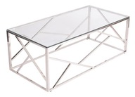 ŁAWA STOLIK KAWOWY glamour SREBRNA CHROM SZKŁO