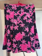 SPÓDNICA ŁADNA WYGODNA NA GUMCE W PASIE  GRANATOWA W KWIATY R.2XL/3XL
