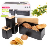 CHLEBAK POJEMNIK NA CHLEB + 3 POJEMNIKI KAWA HERBATA CUKIER KOMPLET KAMILLE