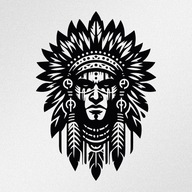 Indianin Wódz Pióropusz, naklejka wycinana ploterowo, bez tła