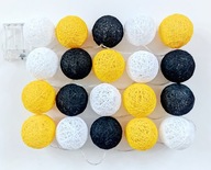 Cotton Balls 20 LED Girlanda Kule Lampki Na Baterie: Żółty Biały Czarny