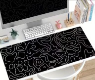 Duża Podkładka XXL 80x30 Gaming Desk Mat Antypoślizgowa Czarna Fale Topo