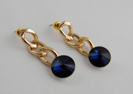 ELEGANCKIE POZŁACANE KOLCZYKI NIEBIESKI KRYSZTAŁ