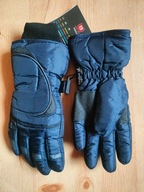 Rękawiczki granatowe narciarskie ortalionowe zimowe dziecięce 9-12 lat