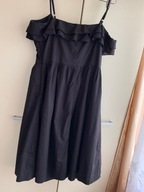 38 M 36 Atmosphere czarna sukienka na szelki rozkloszowana falbanka bawełna