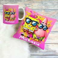 Poduszka+kubek+imię, Spongebob prezent z imieniem