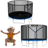 TRAMPOLINA OGRODOWA DLA DZIECI 312CM 10FT MOCNA XXL SIATKA DRABINKA 150kg