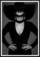 A2 PLAKAT CZARNO -BIAŁY GLAMOUR KOBIETA W KAPELUSZU ELEGANCKI NOWOCZESNY 7