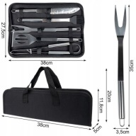 AKCESORIA SZTUĆCE DO GRILLOWANIA W ETUI Z RĄCZKĄ PRZYBORY 5 SZTUK ZE STALI