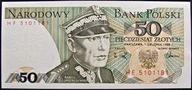 Polska bankn.50zł.K.Świerczewski 1988 ser.HF UNC