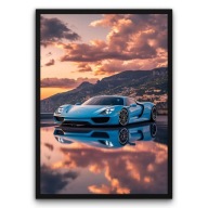 Plakat z ramą 30x40cm Porsche 918 Spyder Górskie Niebo| Pomysł na Prezent