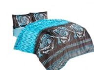 pościel z satyny 160x200 + 2x70x80 zamek S Valentini rose turkus F-ro