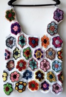 Top nowy patchworkowy z kolorowych sześciokątów Rozmiar 48 / 50