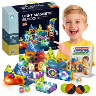 Klocki Magnetyczne Świecące Konstrukcyjne EDUKACYJNE Tor 75 el. + GRATIS