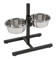 Stojak + miski metalowe Lupipets czarny, srebrny 1,8 l