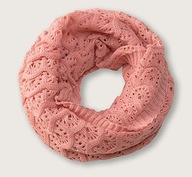 KOMIN szalik ażurowy luźny splot RÓŻOWY