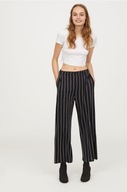 H & M kuloty spodnie crop paski szerokie nogawki culottes print rybaczki
