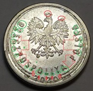 10 gr groszy 2020 DESTRUKT obustronne mocno rozlane rozległe kleksy