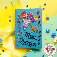 Ręcznie robiona kartka urodzinowa z personalizacją wieku DJora - bukiet nr1