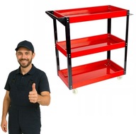 WÓZEK WARSZTATOWY SZAFKA NARZĘDZIOWA 3 PÓŁKI METALOWY 136KG CZERWONY