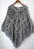 Poncho patchworkowe z frędzlami Rozmiar uniwersalny