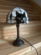 Lampa Stołowa Biurkowa Nocna Witrażowa w stylu TIFFANY kot