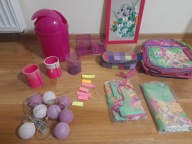 Mix rózności dla dziewczynki kosz organizery plecak fartuch bransoletki itp