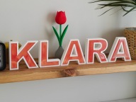 KLARA - napis, IMIE 3D, litery z żywicą perłową, prezent, dekoracja