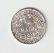 Niemcy-Cesarstwo 1/2 marki 1916 J piekny stan