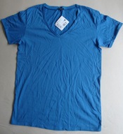 TEZENIS koszulka t-shirt bluzka niebieska mankiet bawełna 36 38