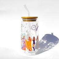 Szklany kubek z bambusową pokrywką i słomką 550ml Taylor Swift eras style