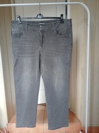 spodnie dżins proste strecz 48 szare wysoki stan