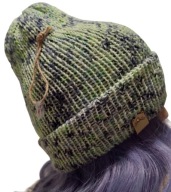 Ciepła, wełniana czapka we wzorki, 100% merino, handmade, unikat