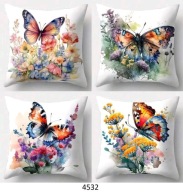 Poszewki na poduszki 4szt 45x45cm wiosna kwiaty motyle 4532