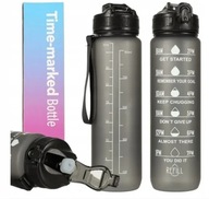 BIDON MOTYWACYJNY 1000ML SPORTOWY 1L BUTELKA NA WODĘ CZARNY