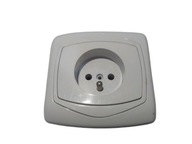 Gniazdko gniazdko kontakt elektryczne pojedyncze białe pod tynk uziemienie