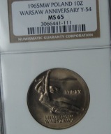 10 zł. 1965 r. Nike, NGC MS65